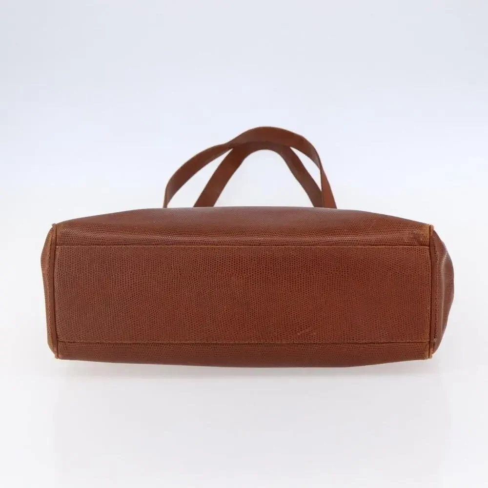 Salvatore Ferragamo Leather Embossing Vara Tote Bag Brown